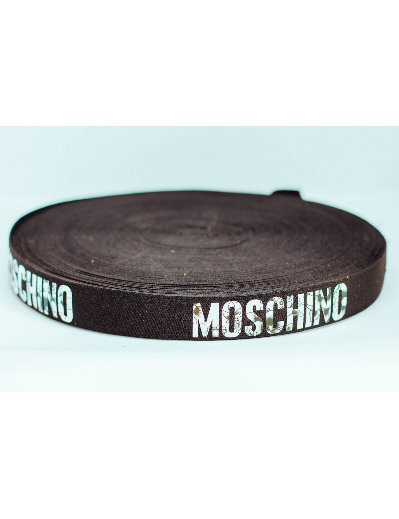 РЕЗИНКА с надписью  MOSCHINO  2,0 см в упак27   арт 1216 черная в цветочек