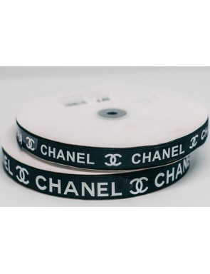 Лента стропа CHANEL  2,0 см в упак1 метраж100  арт 7720 черный белые буквы